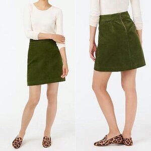 J Crew Green Corduroy Mini Skirt, NWT, Size 10